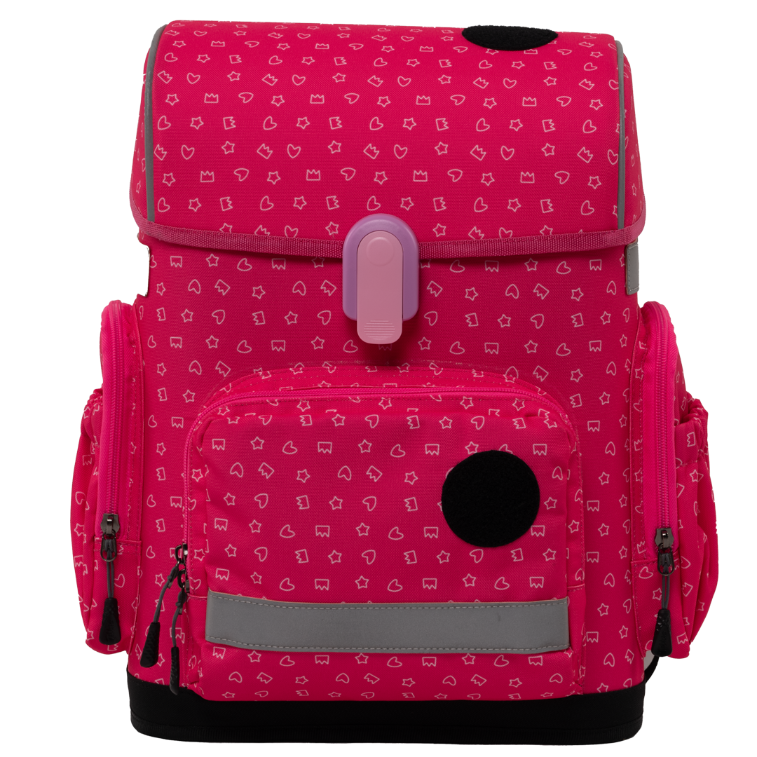 Red ergonomic backpack sweet doodles without patches front view