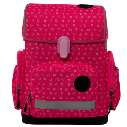 Red ergonomic backpack sweet doodles without patches front view