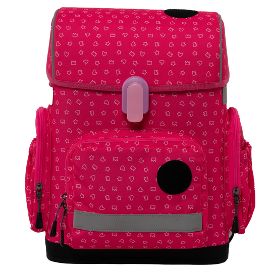 Red ergonomic backpack sweet doodles without patches front view